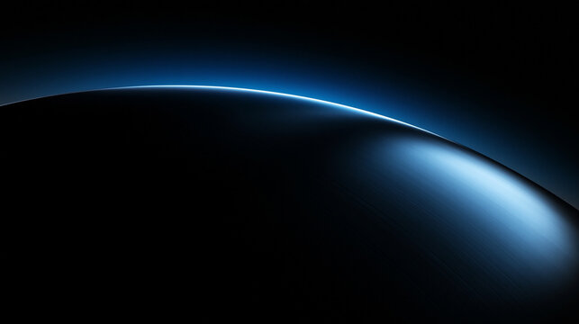 Abstract Futuristic Planet Horizon with Blue Glowing Light