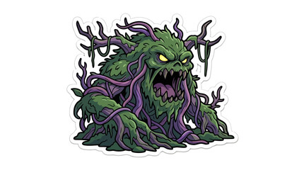 Naklejka premium Scary green swamp monster sticker graphic.
