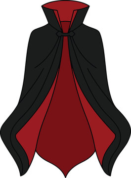 Vampire Cape with High Collar Flat Vector Isolated