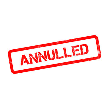 Annulled red rubber stamp icon. Grungy annulled text in rectangular frame. Cancelled and voided document mark for legal and business use.