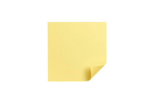 Blank square yellow sticky note with curled edge