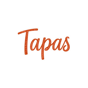Tapas Spanish Lettering Doodle Illustration for Spain Food Mediterranean Cuisine and Restaurant Designs