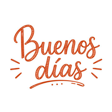 Buenos Dias Spanish Lettering Doodle Illustration for Spain Travel Culture and Mediterranean Designs