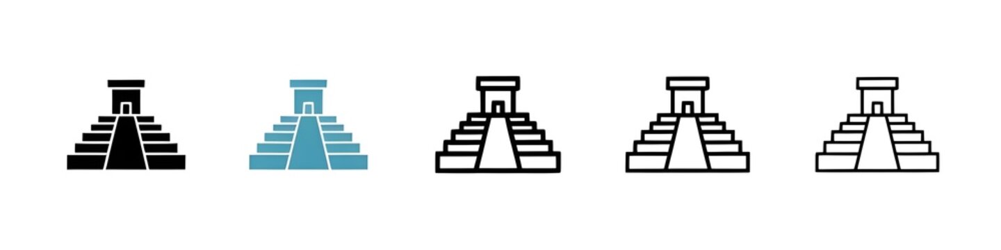 Chichen Itza line icon vector set. Thin line customizable illustration. Contour symbol. Vector isolated outline drawing. Editable stroke
