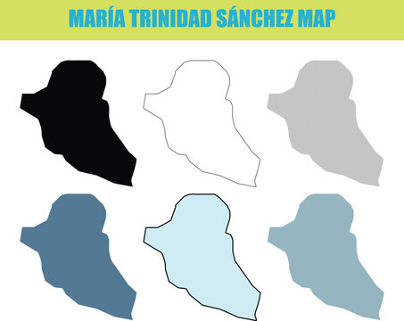 Trinidad Sanchez map in fill outline and lined style variations for infographic and educational use