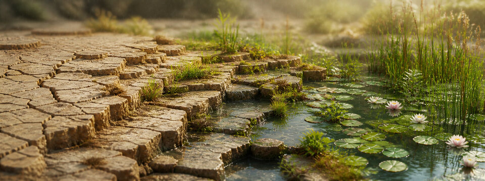 Scarred Abstract Landscape Restored by Water and New Growth 03