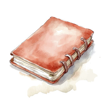 Notebook, delicate painting watercolor vector with vivid brush accents, isolated on a white background.
