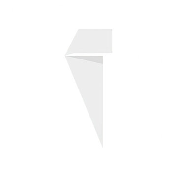 Un elegante elemento grafico astratto a forma di triangolo stilizzato con pieghe geometriche su sfondo bianco puro, ideale per design minimalista e composizioni moderne.