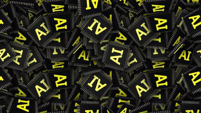 AI CPU Chips Processor Animation Background, Looped
