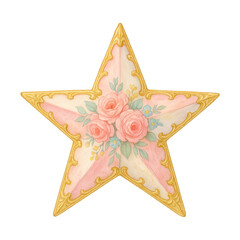 Naklejka premium PNG Elegant floral star illustration