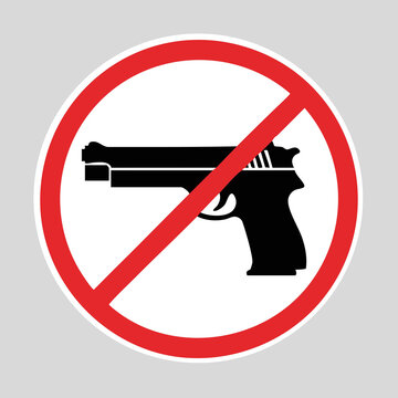 No shooting sign with a firearm crossed out, indicating guns and weapon use are prohibited.
