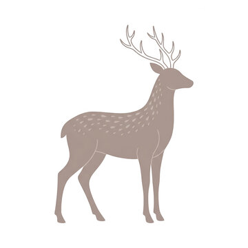 Elegante illustrazione vettoriale di un cervo stilizzato con grandi corna ramificate, isolato su sfondo bianco per progetti di design grafico.