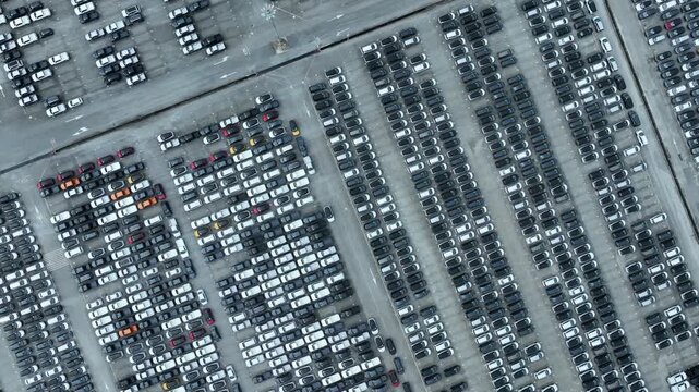 This EV car awaits shipping. Each EV car gets loaded. The EV car goes overseas.