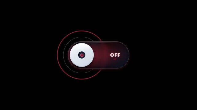 Switching glowing glassmorphism power toggle button from off to on