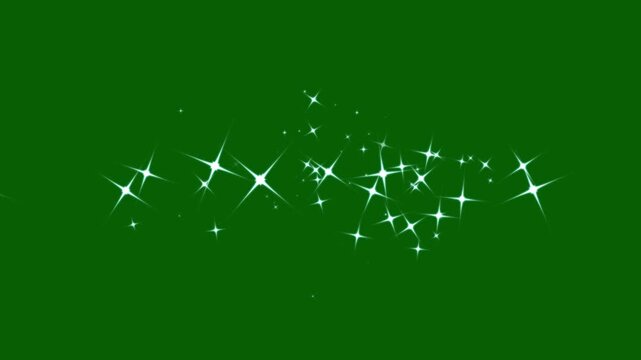 Shining magic sparkle overlay on green screen background, glowing star burst element, sparkling stars shine animation, fairy sparkle burst, cartoon doodle twinkle effects.4k loop animation
