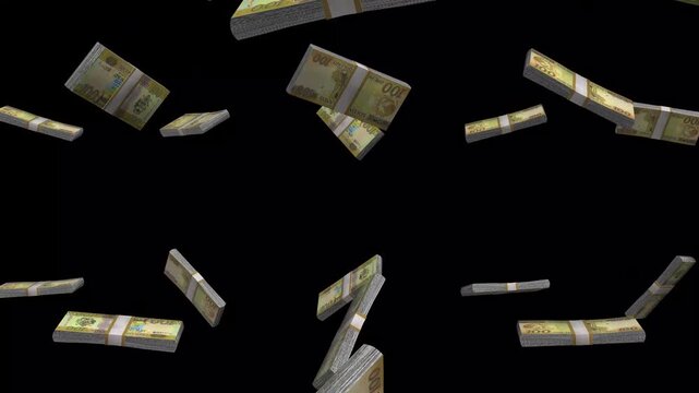 Solomon Islands Money, Solomon Islands Dollar Banknotes Falling On Black Background, SBD Currency Stacks Dark Cinematic, 4K