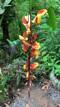 Beautiful Thunbergia Mysorensis Indian Clock Vine Hanging Flower in Lush Green Forest