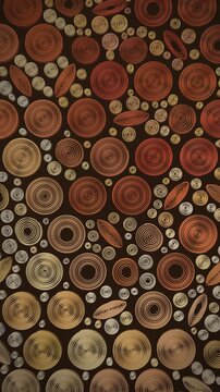 Handmade paper quilling wall, rolled paper coils breathing in slow waves, seamless looping craft background, vertical 9:16