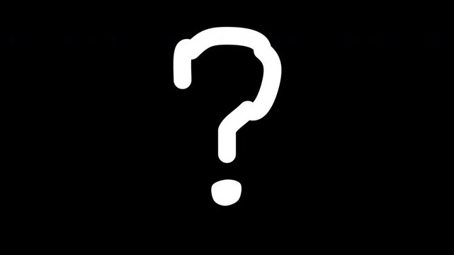 White question mark pop animation on transparent background