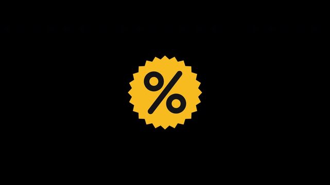 Gold percent sale badge animation with alpha channel