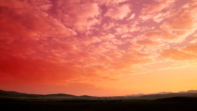 Vibrant sky over rolling hills at dusk
