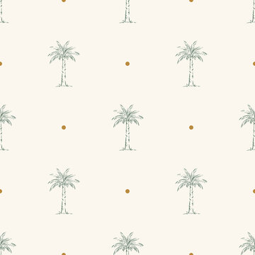 Diriyah Inspired Series: date palm quincunx seamless pattern in ivory