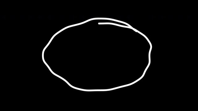White hand drawn circle animation transparent overlay