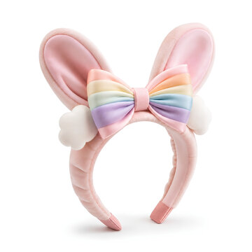 Cute Rainbow Bunny Bow Headband for Little Girls