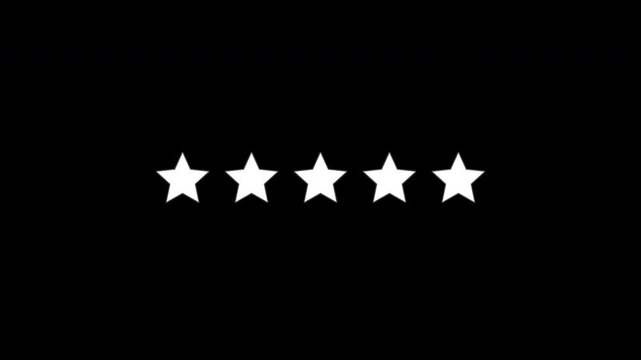 White five star rating loop with alpha channel