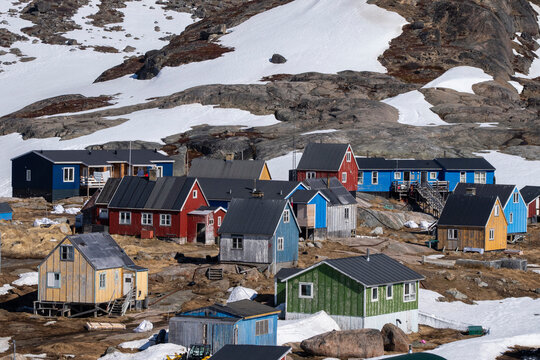 Colorful houses, Aappilattoq, Prins Christian Sound, Greenland