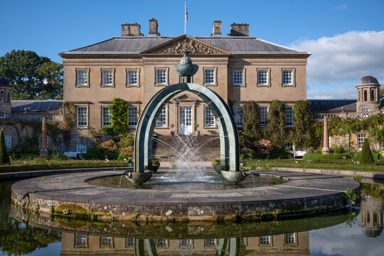 Decorative fountain sculpture designed by William Pye in front of the historic Palladian Dumfries House owned by the King's Foundation