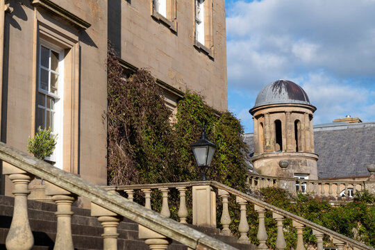 Entrance stairway to the historic Palladian Dumfries House owned by the King's Foundation