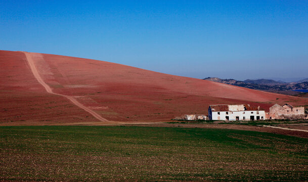 Landscape and farmland in the high country of Andalusia near Ronda, Spain