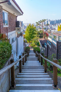 View of Suwon city during daytime from Paldal Park in autumn, Paldal-gu, Suwon-si, Gyeonggi-do, South Korea