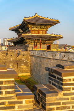 View of Janganmun Gate during daytime in autumn, Paldal-gu, Suwon-si, Gyeonggi-do, South Korea