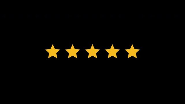 Fast gold star rating reveal on transparent background