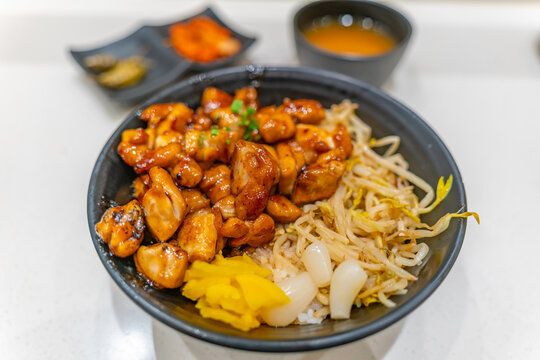 View of tradition South Korean pork and noodles dish, Busan, South Korea