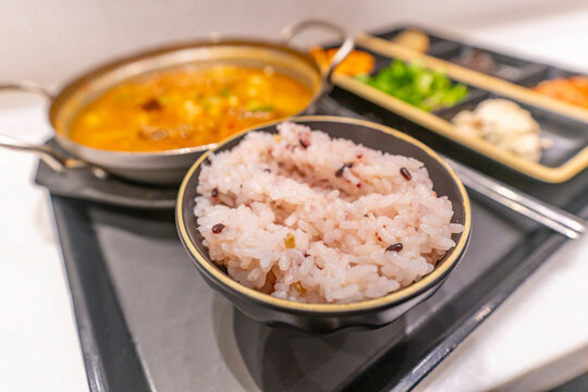 View of typical South Korean dish in LOTTE Mart Gwangbok, Jungang-daero, Jung-gu, Busan, South Korea