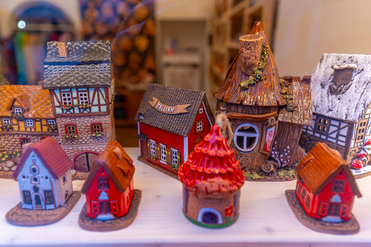 View of shop window at Christmas in Old Town Square, (Raekoja Plats - Julemarked), Tallinn, Estonia