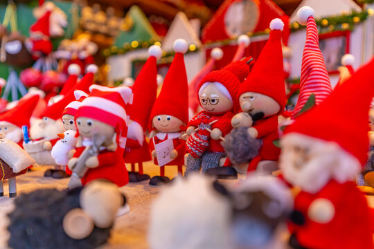 View of Christmas Market in Old Town Square, (Raekoja Plats - Julemarked) in daytime, Tallinn, Estonia