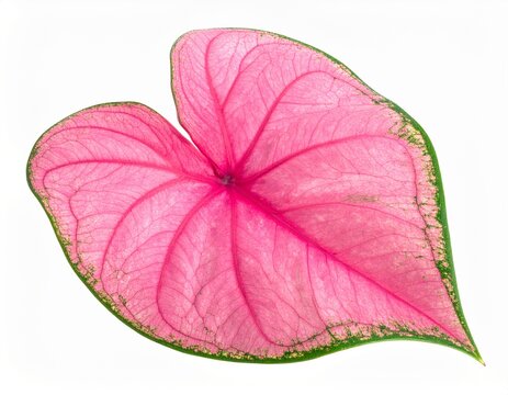 a single pink caladium leaf