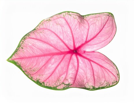 Pink Caladium Leaf Isolated on White