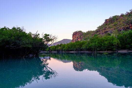 Dawn breaking at Prince Frederick Harbour and Porosus Creek, Kimberley, Australia