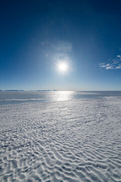 Sun shining over the ice, Camp Echo, Queen Maud Land, Antarctica