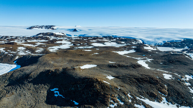 Aerial of frozen ice waves, Queen Maud Land, Antarctica