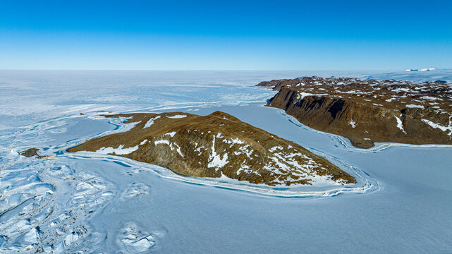 Aerial of frozen ice waves, Queen Maud Land, Antarctica