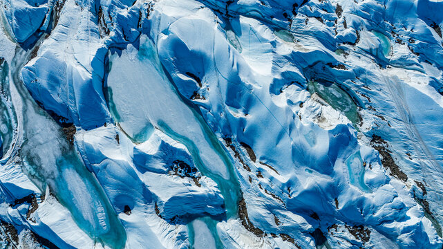 Aerial of frozen ice waves, Queen Maud Land, Antarctica