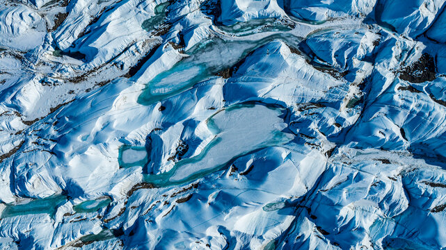 Aerial of frozen ice waves, Queen Maud Land, Antarctica