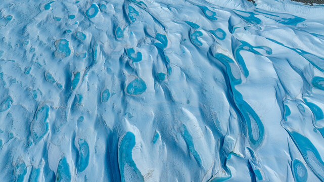 Aerial of frozen ice waves, Queen Maud Land, Antarctica