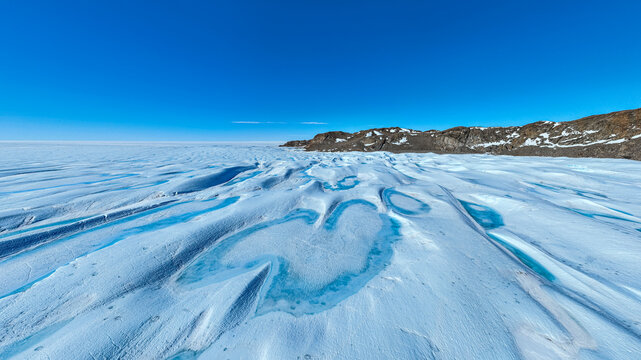Aerial of the ice waves, Queen Maud Land, Antarctica